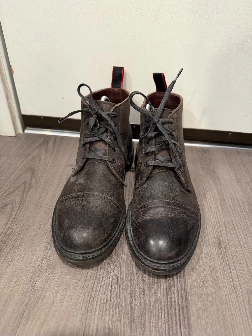 Allen Edmonds Patton Cap-Toe Boots Brown Kudu Leather Mens 8.5 D Dainite Sole